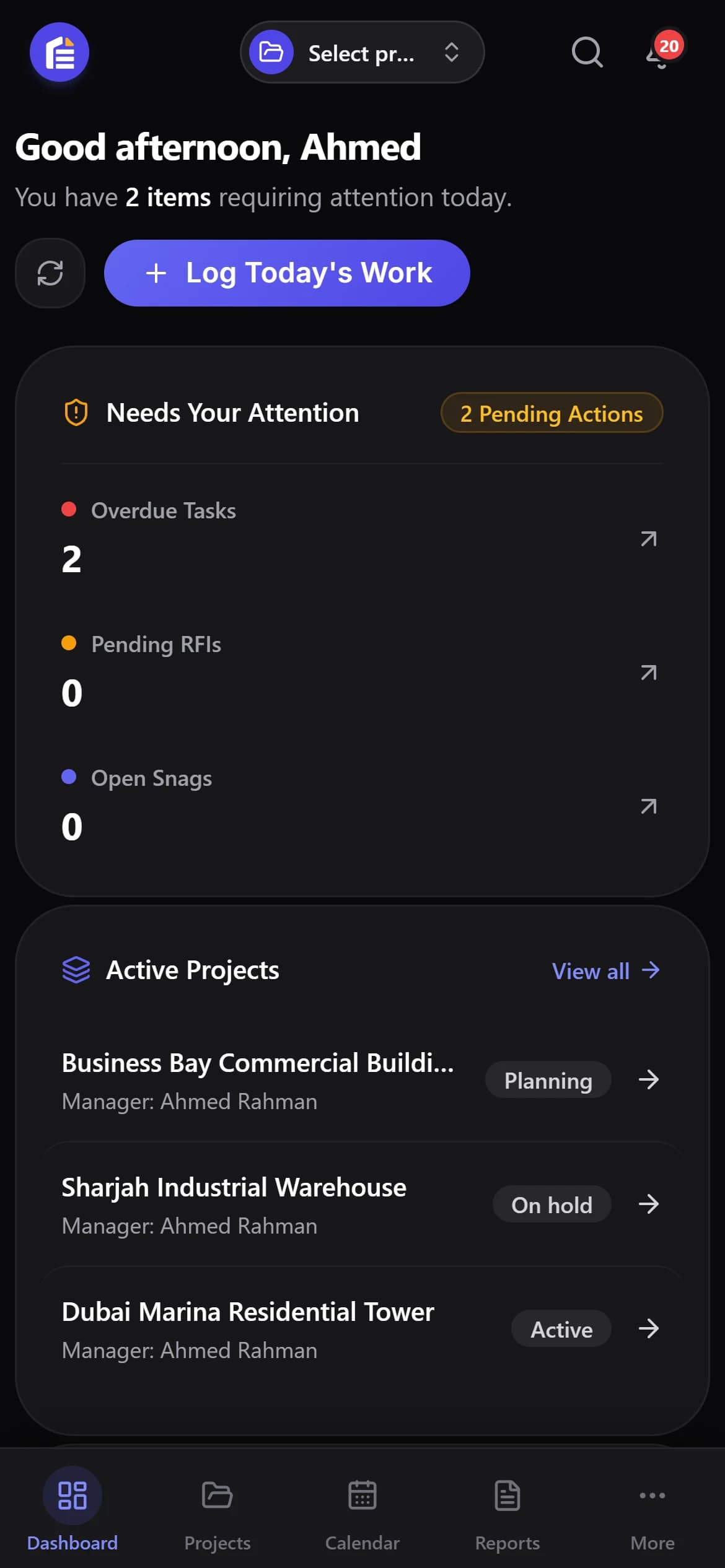 The same dashboard on a phone